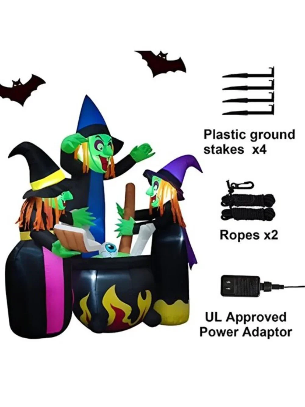Halloween Inflatables Outdoor Decorations,6 Feet 3 Witches, LED Lights, Blow up